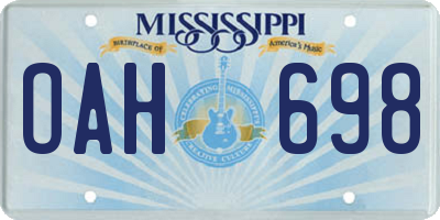 MS license plate OAH698