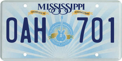 MS license plate OAH701