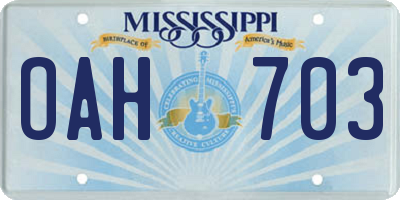 MS license plate OAH703