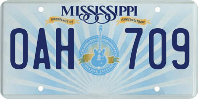 MS license plate OAH709