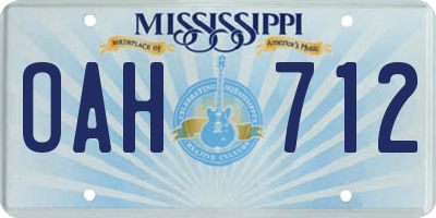 MS license plate OAH712