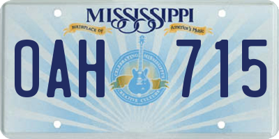 MS license plate OAH715