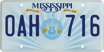 MS license plate OAH716