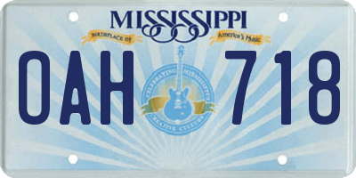 MS license plate OAH718