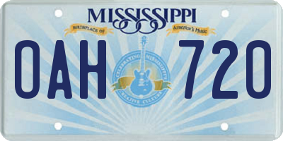 MS license plate OAH720