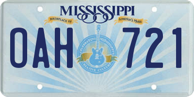 MS license plate OAH721