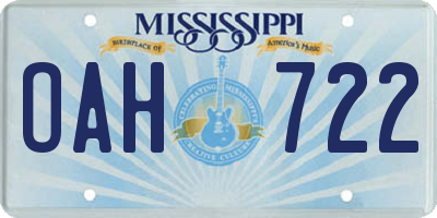 MS license plate OAH722
