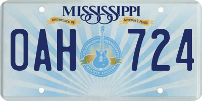 MS license plate OAH724