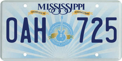 MS license plate OAH725