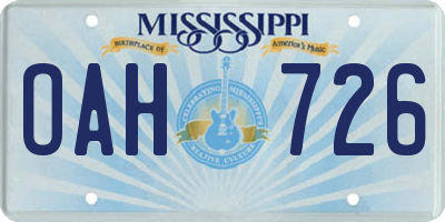 MS license plate OAH726
