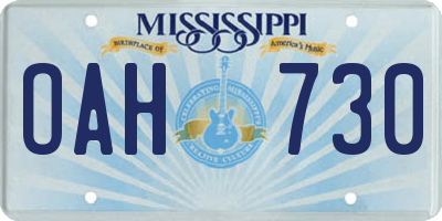 MS license plate OAH730