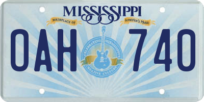 MS license plate OAH740