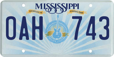 MS license plate OAH743