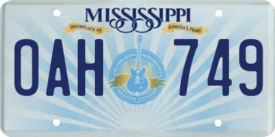 MS license plate OAH749