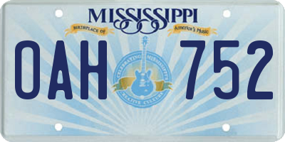 MS license plate OAH752