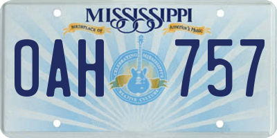 MS license plate OAH757