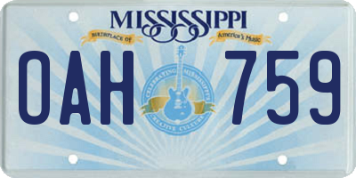 MS license plate OAH759