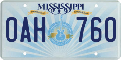 MS license plate OAH760