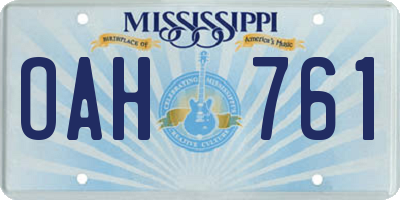 MS license plate OAH761