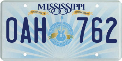 MS license plate OAH762