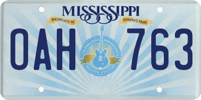 MS license plate OAH763