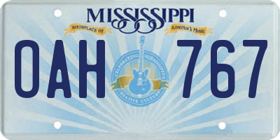 MS license plate OAH767