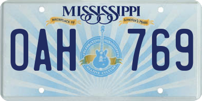 MS license plate OAH769