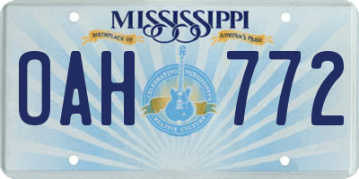 MS license plate OAH772