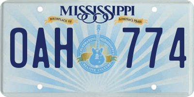 MS license plate OAH774