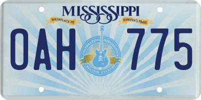 MS license plate OAH775