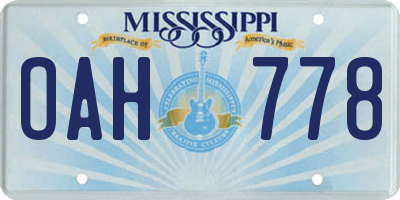 MS license plate OAH778