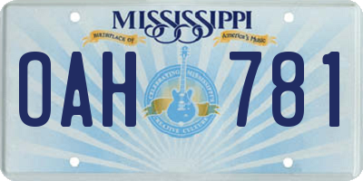 MS license plate OAH781
