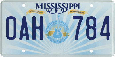 MS license plate OAH784