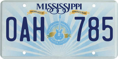 MS license plate OAH785