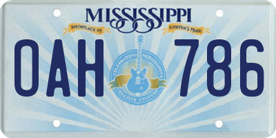 MS license plate OAH786