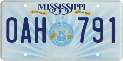 MS license plate OAH791