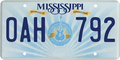MS license plate OAH792