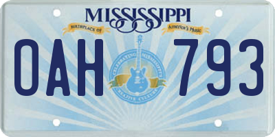 MS license plate OAH793