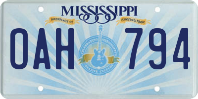 MS license plate OAH794
