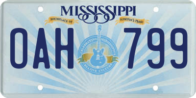 MS license plate OAH799