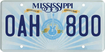 MS license plate OAH800