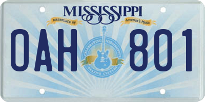 MS license plate OAH801