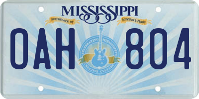 MS license plate OAH804