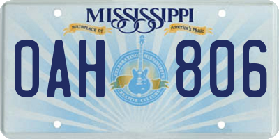 MS license plate OAH806