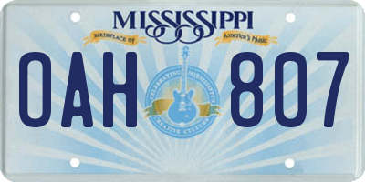MS license plate OAH807