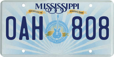 MS license plate OAH808