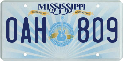 MS license plate OAH809