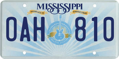 MS license plate OAH810