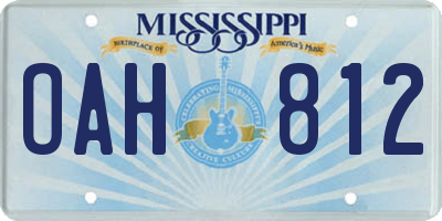MS license plate OAH812