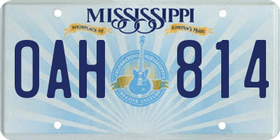MS license plate OAH814